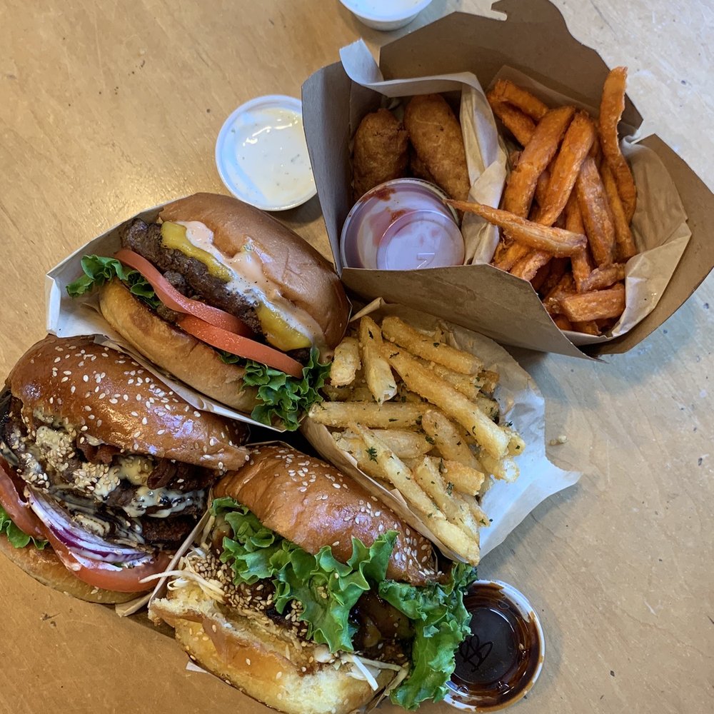 A+ Burger - Teriyaki Burger, A+ Burger, Cheeseburger, Garlic Fries, Mozzarella Sticks and Sweet Potato Fries - Burgers Near Me - Oakland, California