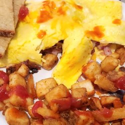 Shorty's Place - Meat lovers omlette with hashbrowns