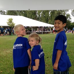 The kids sporting their new t-shirts.