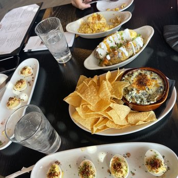 Phoenix Bourbon Room - Kentucky devil eggs, Spinach dip, baked potato, corn bread - Cocktail Bars Near Me - Phoenix, Arizona