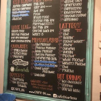 Cafe 86 - Their menu as of 8/24/18 - Desserts Near Me - Artesia, California