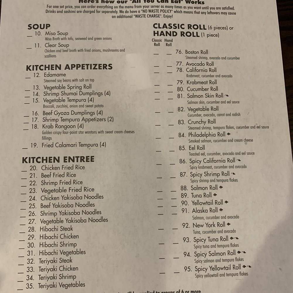 Sushi King - Menu (front) - Japanese Near Me - Richmond, Virginia