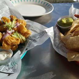 Calamari and fresh cut and fried taro root chips... you gotta try them as little canapés together! Calamari and fresh cut and fried taro root chips... you gotta try them as little canapés together!