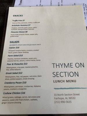 Menu photo 5 Thyme on Section Fairhope, AL Menu photo 5 Thyme on Section Fairhope, AL