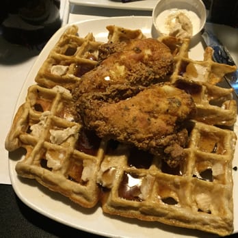 Dame's Chicken & Waffles - Chicken cutlet with traditional waffle. You pick your favorite flavored smear (butter). Wow! - Southern Near Me - Durham, North Carolina