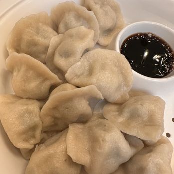 Ox 9 Lanzhou Handpulled Noodles - Pork and shrimp dumplings with green chives. - Noodles Near Me - San Mateo, California