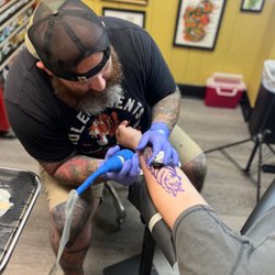 Steel City Tattoo - Derek working on a custom tattoo at Steel City Tattoo.