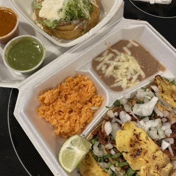 Taqueria El Zarape - Taco Dinner --Al Pastor w/cilantro, onion, pineapple  Sope--regular - Mexican Near Me - Joliet, Illinois