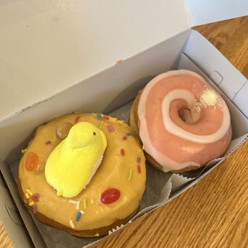 Revolution Doughnuts - Spring Peep & Strawberry Lemonade, both delicious - Donuts Near Me - Decatur, Georgia Revolution Doughnuts - Spring Peep & Strawberry Lemonade, both delicious - Donuts Near Me - Decatur, Georgia