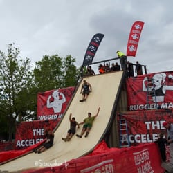 Rugged Maniac 5k Obstacle Run - In order to slide down you had to run up a half pipe on the other side. But this was @ the end to get your medal!