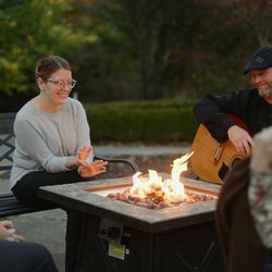 Pasadena Villa Smoky Mountain Lodge - Pasadena Villa Smoky Mountain Lodge: Exterior front photo of the our treatment center's garden lounge area with fire pit and ...