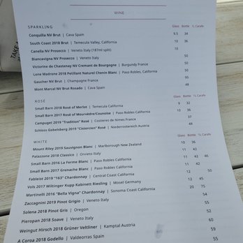 Small Barn - Wine list - New American Near Me - Temecula, California