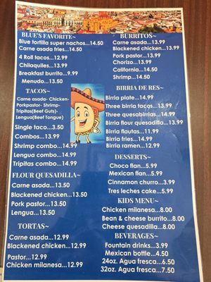 Menu photo 2 Taqueria Blue Tortilla Restaurant  Gilbert, AZ