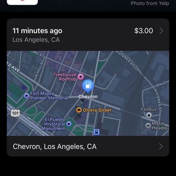 Chevron - Screenshot of the charge - Gas Stations Near Me - Los Angeles, California