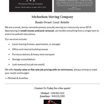 Michaelson Moving Company - Movers Near Me