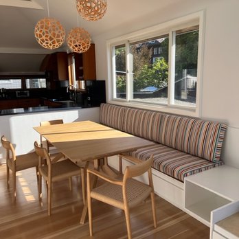Supreme Interiors - Supreme Interiors exceptional cushions in multi-colored stripes. - Furniture Reupholstery Near Me - Oakland, California