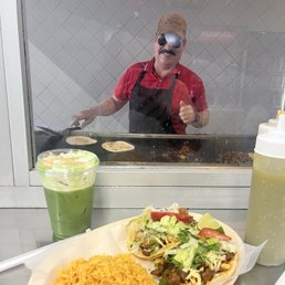 Taco Special (pastor), banana cream matcha, and Luis! Taco Special (pastor), banana cream matcha, and Luis!