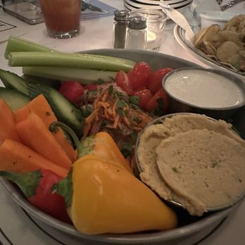 The Shed Restaurant - Plainview NY - Hummus plate the right way with plenty of variety and some pickled vegetables - Breakfast & Brunch Near Me - Plainview, New York