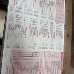 New updated menu with current prices.