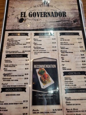 Menu photo 3 Mariscos El Governador Anaheim, CA