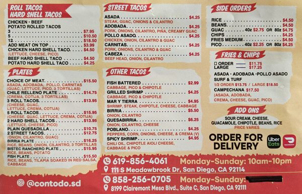 Menu photo 1 Contodo Fresh Mexican Eats San Diego, CA