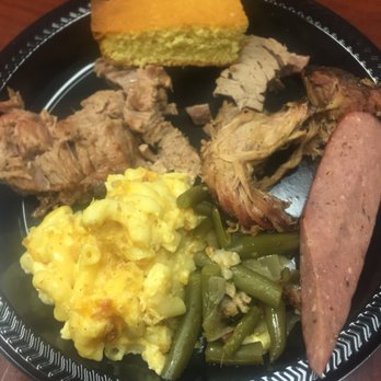 Mission BBQ - Brisket, cornbread, pulled pork, pork sausage, green beans and Mac and cheese :) - Barbeque Near Me - Woodbridge, Virginia Mission BBQ - Brisket, cornbread, pulled pork, pork sausage, green beans and Mac and cheese :) - Barbeque Near Me - Woodbridge, Virginia