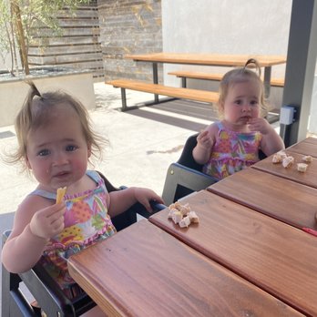 Finney's Crafthouse - Orange - My twins out on the covered patio eating their kids meals. - New American Near Me - Orange, California