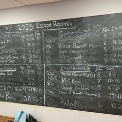 Missing Pieces Escape Games - 2025 escape records chalkboard