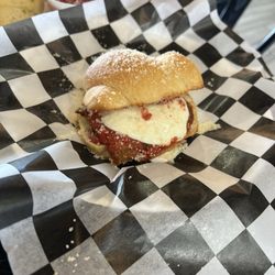 Garlic knot slider eggplant Parmesan