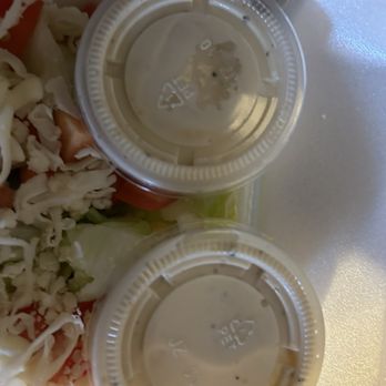 Marcelino's Italian Kitchen - Tiny salad dressings :/ - Italian Near Me - Sherman Oaks, California