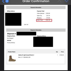 US Patriot - Order confirmation. Never shipped. No refund.