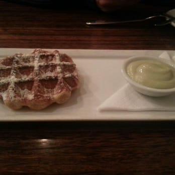 Medina Cafe - Waffle with white chocolate, pistachio and rose water...delish! - Breakfast & Brunch Near Me - Vancouver, British Columbia