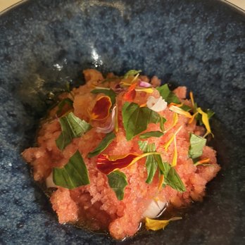 kann - Lightly Seared Butterfish with shaved watermelon ice - Caribbean Near Me - Portland, Oregon