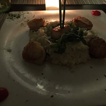 Blue Water Seafood - Corn and mushroom Risotto and perfectly seared scallops. - Seafood Near Me - East Brunswick, New Jersey
