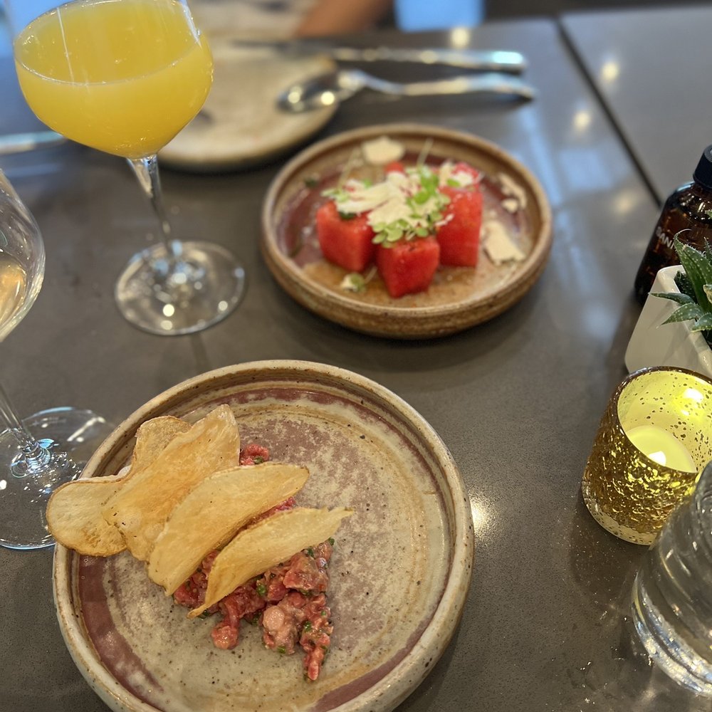 Roots - Wagyu Beef Tartare, Mimosa, and Smoked Salmon Tartine - Wine Bars Near Me - Houston, Texas