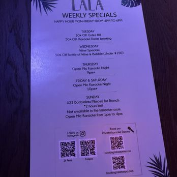Lala Tampa - Lala weekly specials - Karaoke Near Me - Tampa, Florida Lala Tampa - Lala weekly specials - Karaoke Near Me - Tampa, Florida