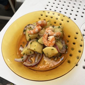 BAR Casa Tino - Shrimp, potato salad with oil & red onion - Cadiz, California