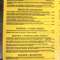 Fiesta Mexican Restaurant - Dinner menu 2024