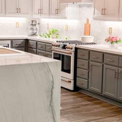 DMD Marble & Granite - Mount Luca Quartzite waterfall edge island by DMD Marble and Granite INC
