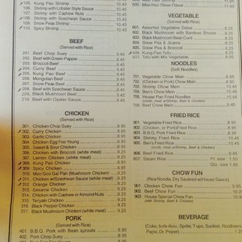 Ben's Chinese Food - Menu 9/13/23 - Chinese Near Me - Bellflower, California