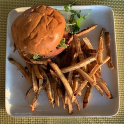 New Milford Pizza Station - Greca burger with Greek fries