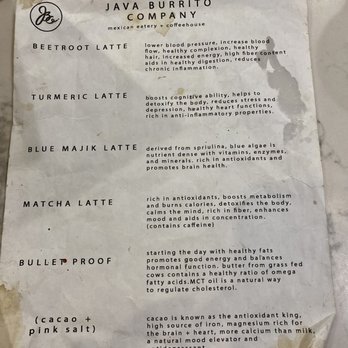 Java Burrito Company - Special latte menu & descriptions - Mexican Near Me - Hilton Head Island, South Carolina Java Burrito Company - Special latte menu & descriptions - Mexican Near Me - Hilton Head Island, South Carolina