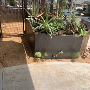 Austin’s Mobile Welding - Gated and fenced upper portion of zen garden above street-level multi-level steel cacti/succulent garden planter. - Metal Fabricators Near Me - Pine grove, California