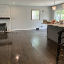 Husker Hardwood Floors - Custom mix of Duraseal Jacobean and Ebony on one common red oak. Loba hybrid on top.