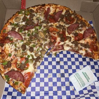 Milano Pizza - Half Supreme Pizza Half All Meat Pizza - Halal Near Me - Richardson, Texas Milano Pizza - Half Supreme Pizza Half All Meat Pizza - Halal Near Me - Richardson, Texas