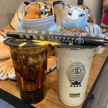 Tiger Sugar - Tiger sugar "Signature" Black Sugar BobaPearl Milk  Black sugar espresso shake. - Bubble Tea Near Me - Carrollton, Texas