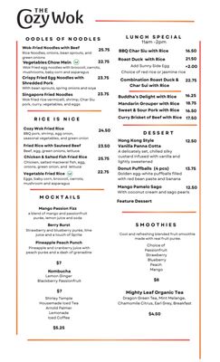 Menu photo 5 The Cozy Wok Vancouver, BC Menu photo 5 The Cozy Wok Vancouver, BC