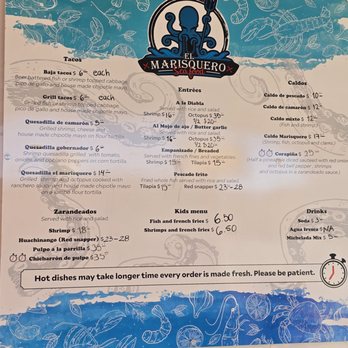 El Marisquero Seafood - Menu 1/1/25 - Food Trucks Near Me - Austin, Texas