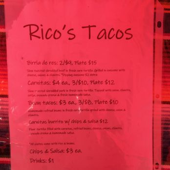 Rico's Taco Shop - Menu - Tacos Near Me - Volcano, Hawaii