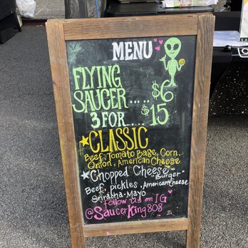 Saucer King - a menu for a restaurant - Food Stands Near Me - Honolulu, Hawaii